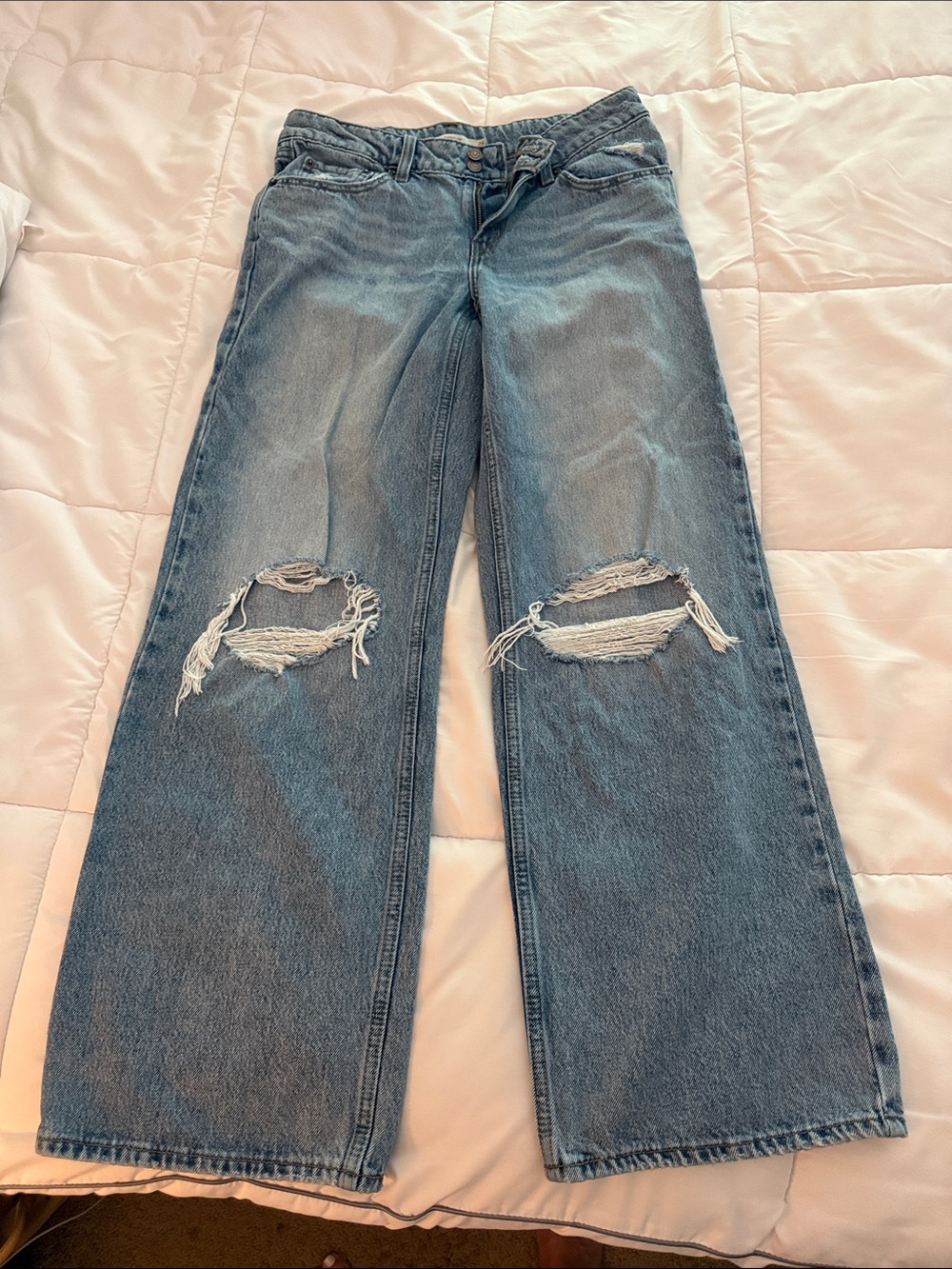 Classic Women's Wide-Leg Distressed Jeans - Blue LEVIS